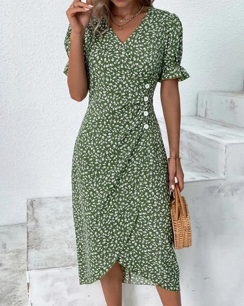 Giselle™ - Elegant Floral Dress with V-Neck for Special Occasions