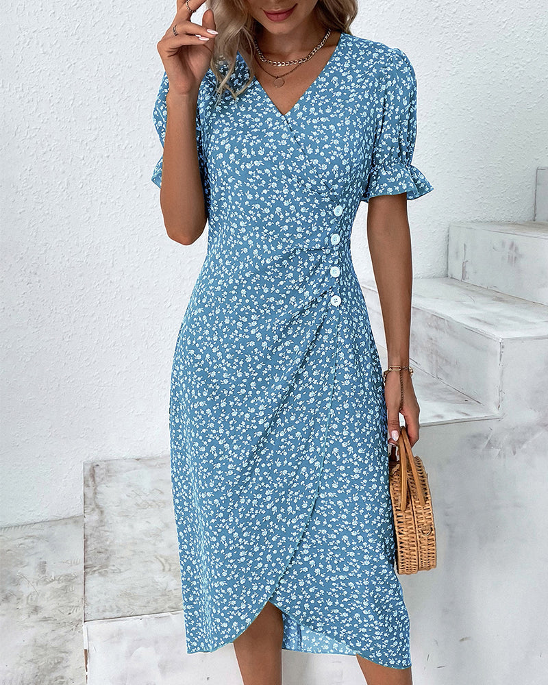 Giselle™ - Elegant Floral Dress with V-Neck for Special Occasions