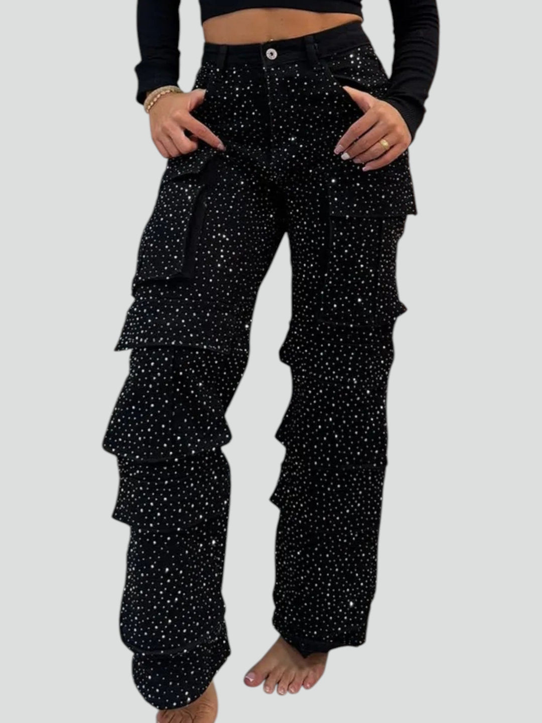 Lucy™ | Jeans Cargo con Strass