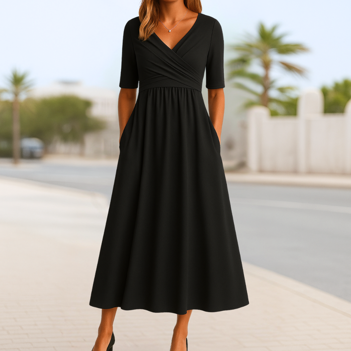 Elegante Monique™ | Abito incrociato con maniche corte per un look raffinato