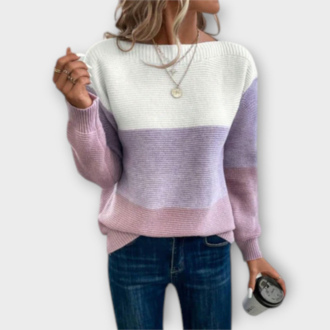 Clara | Maglione Elegante in Patchwork a Tre Colori