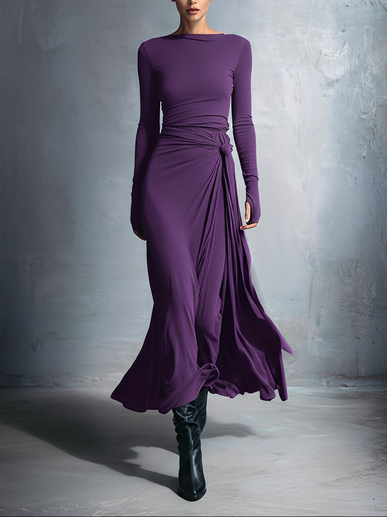 Abito Maxi con Nodo Laterale Elegante per Donna