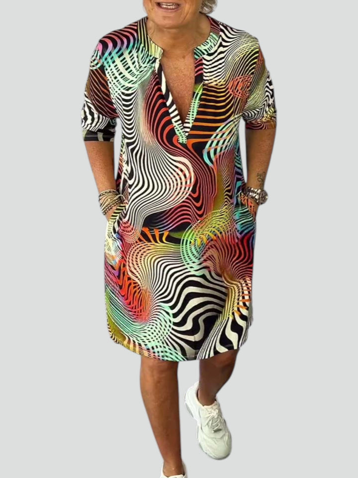 Ria™ | Abito Colorato con Scollo a V