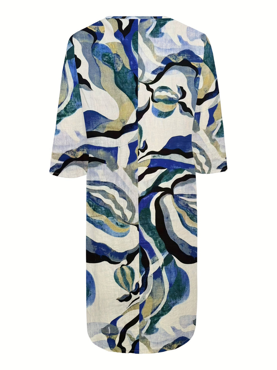 Alexandra | 100% Linen V-Neck Printed Dress