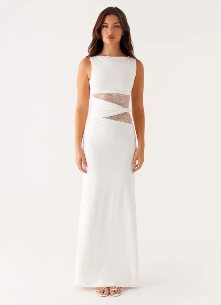Leni - Maxidress aderente con tagli discreti e lacci