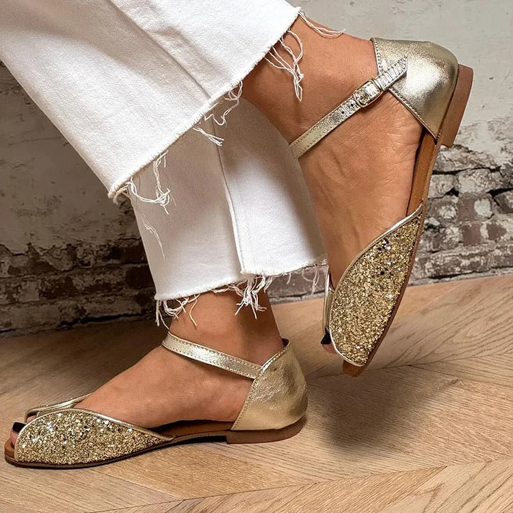 FLAVIA | Sandalo Flat Glitterato Elegante e Brillante