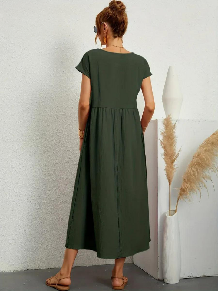 Ruby™ | Vestito elegante in cotone e lino per un look essenziale e raffinato