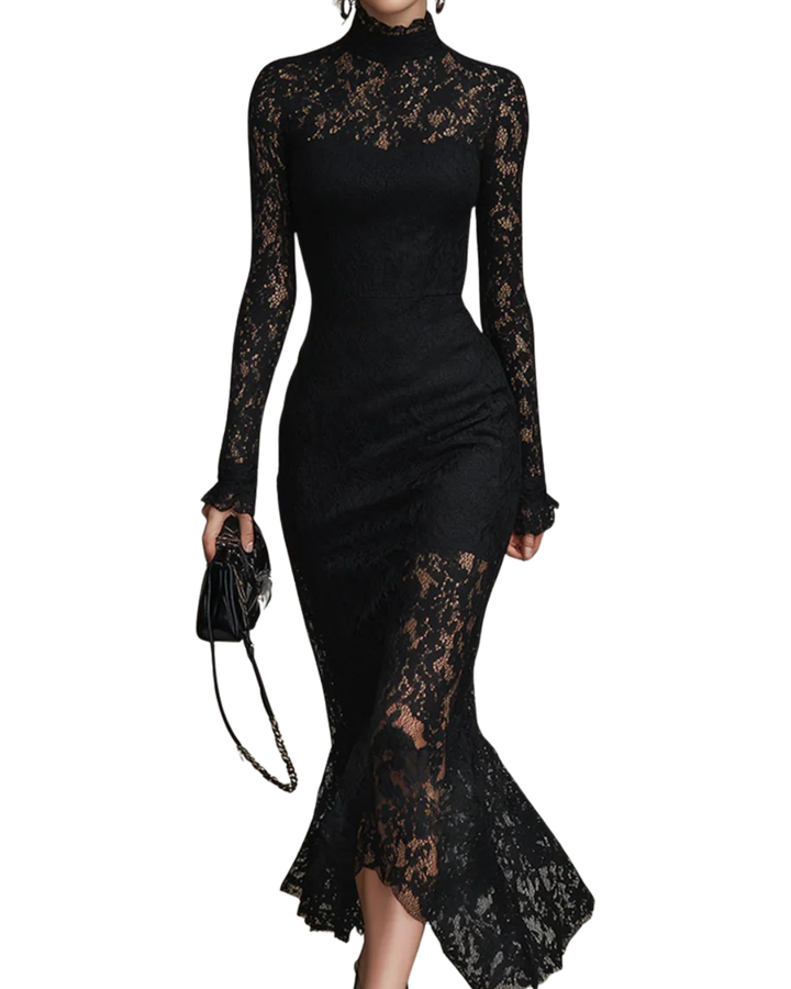Julia™ | Abito Maxi in Pizzo Nero