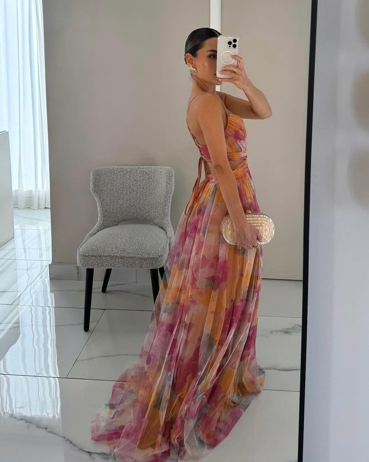 Vaëlia – Elegante abito lungo con affascinante stampa floreale
