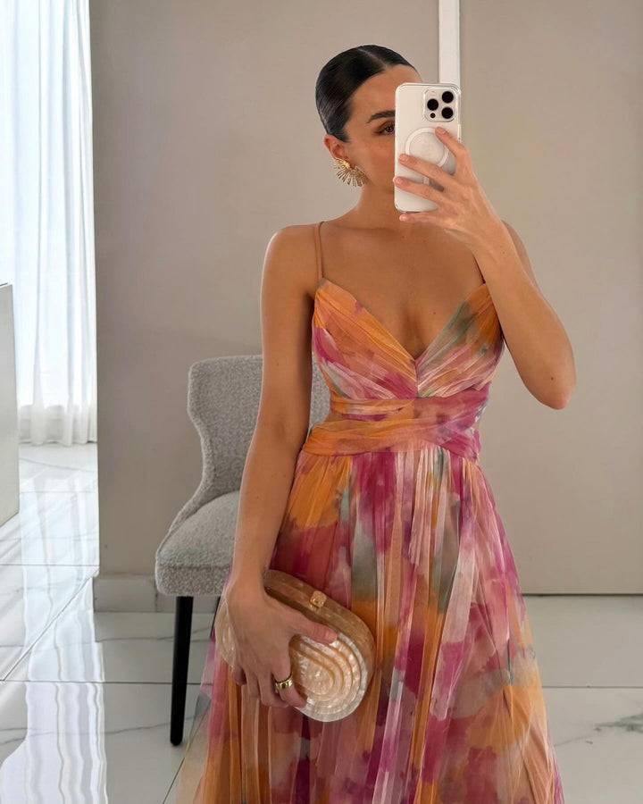 Vaëlia – Elegante abito lungo con affascinante stampa floreale