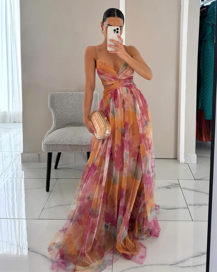 Vaëlia – Elegante abito lungo con affascinante stampa floreale
