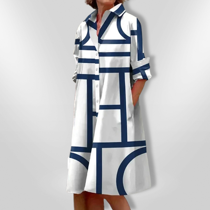 Helena™ | Abito Midi con Motivo Geometrico