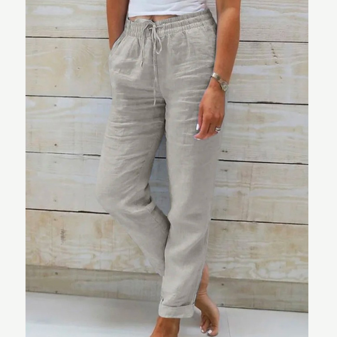 Eleonor™ | Pantaloni Elasticizzati in Lino Traspirante di Alta Qualità