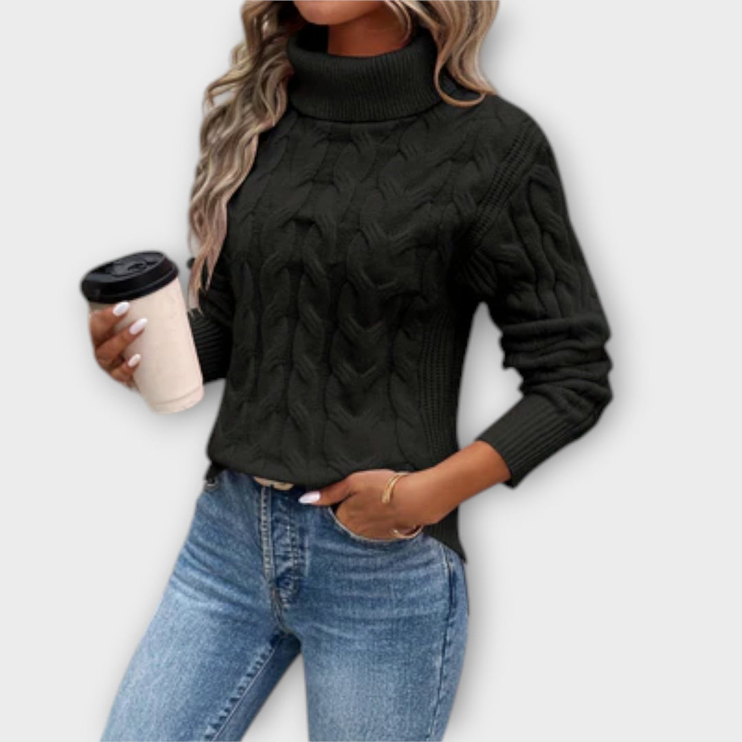 Amelia | Elegante Maglione a Collo Alto in Maglia