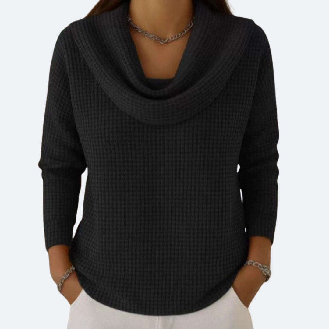 LIVIA - Maglione Collo Morbido Termico Effetto Waffle