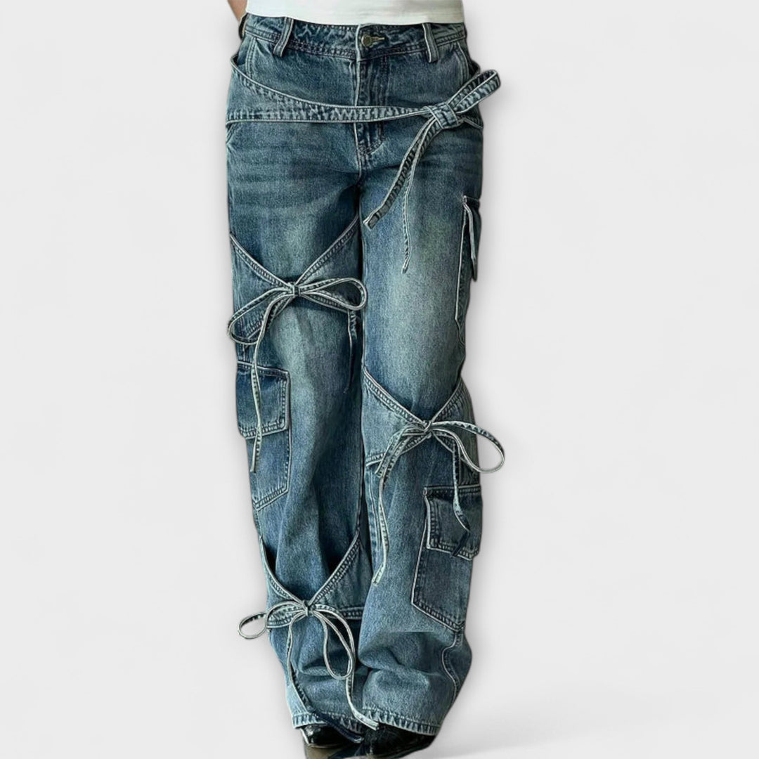 Paloma - Jeans in Denim Utility con Dettaglio a Nodo