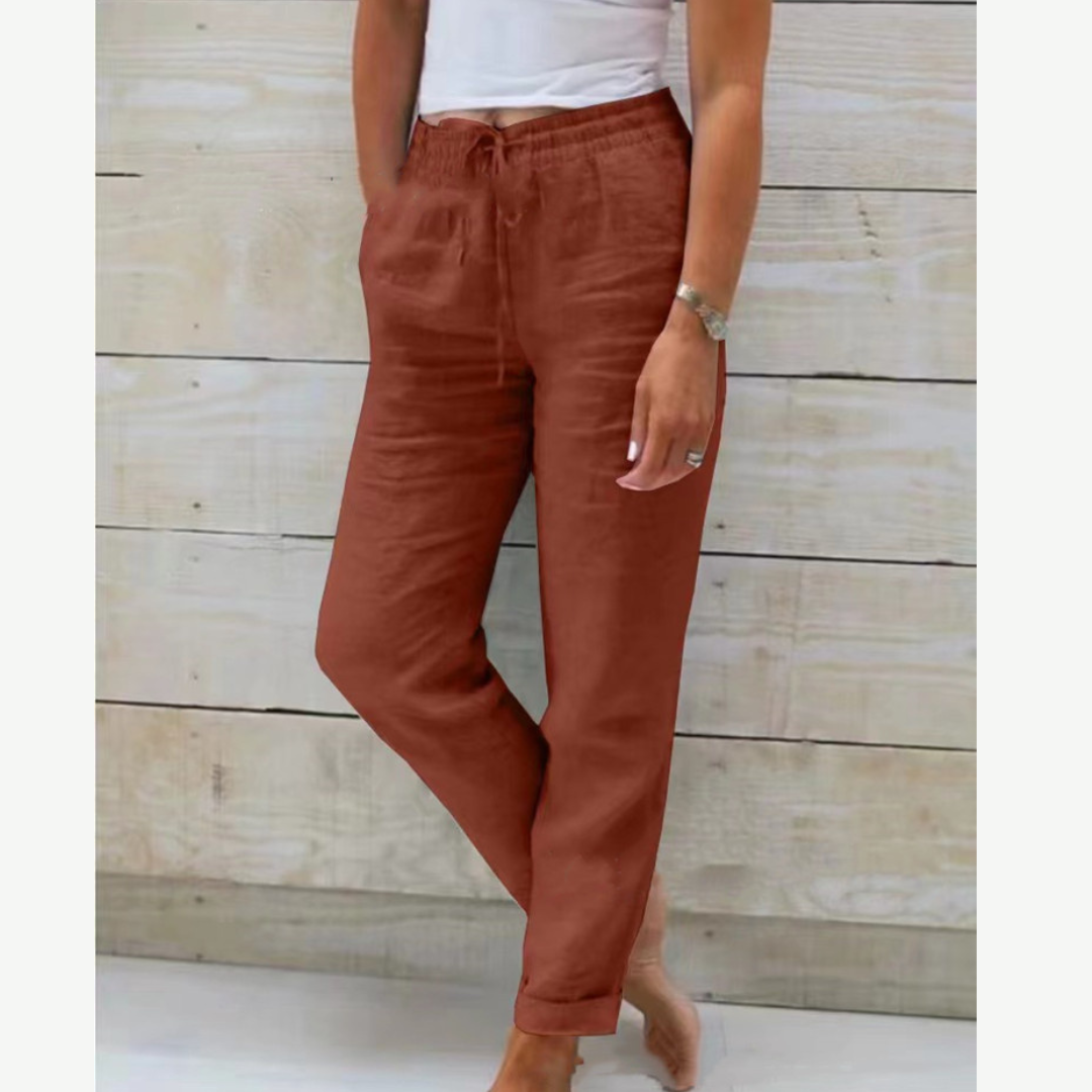 Eleonor™ | Pantaloni Elasticizzati in Lino Traspirante di Alta Qualità