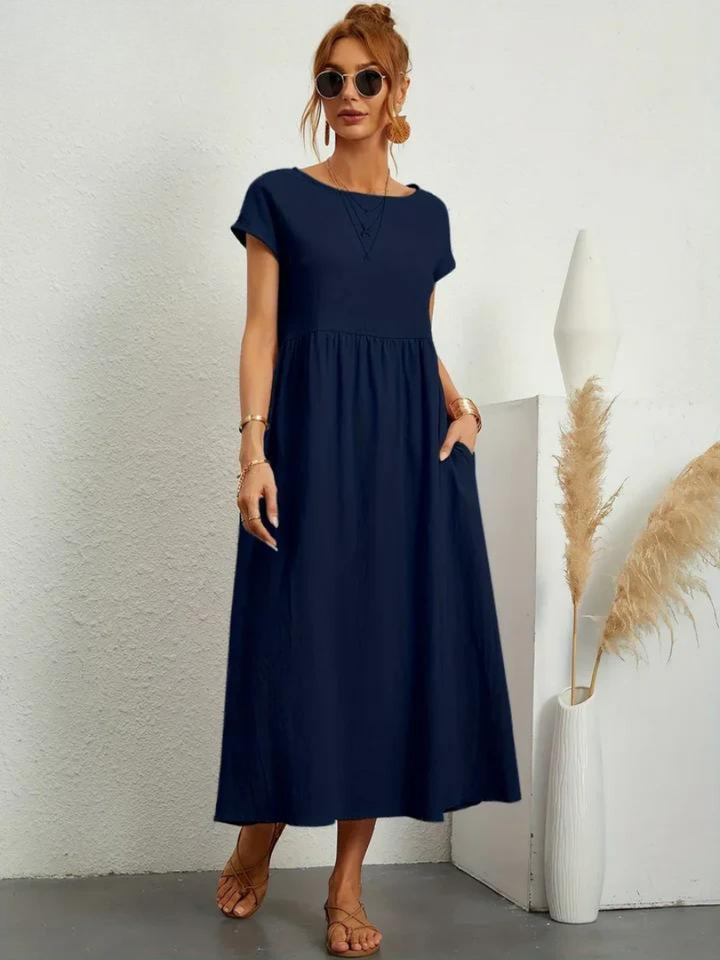 Ruby™ | Vestito elegante in cotone e lino per un look essenziale e raffinato
