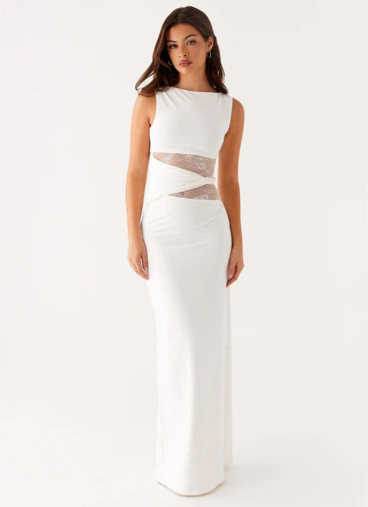 Leni - Maxidress aderente con tagli discreti e lacci