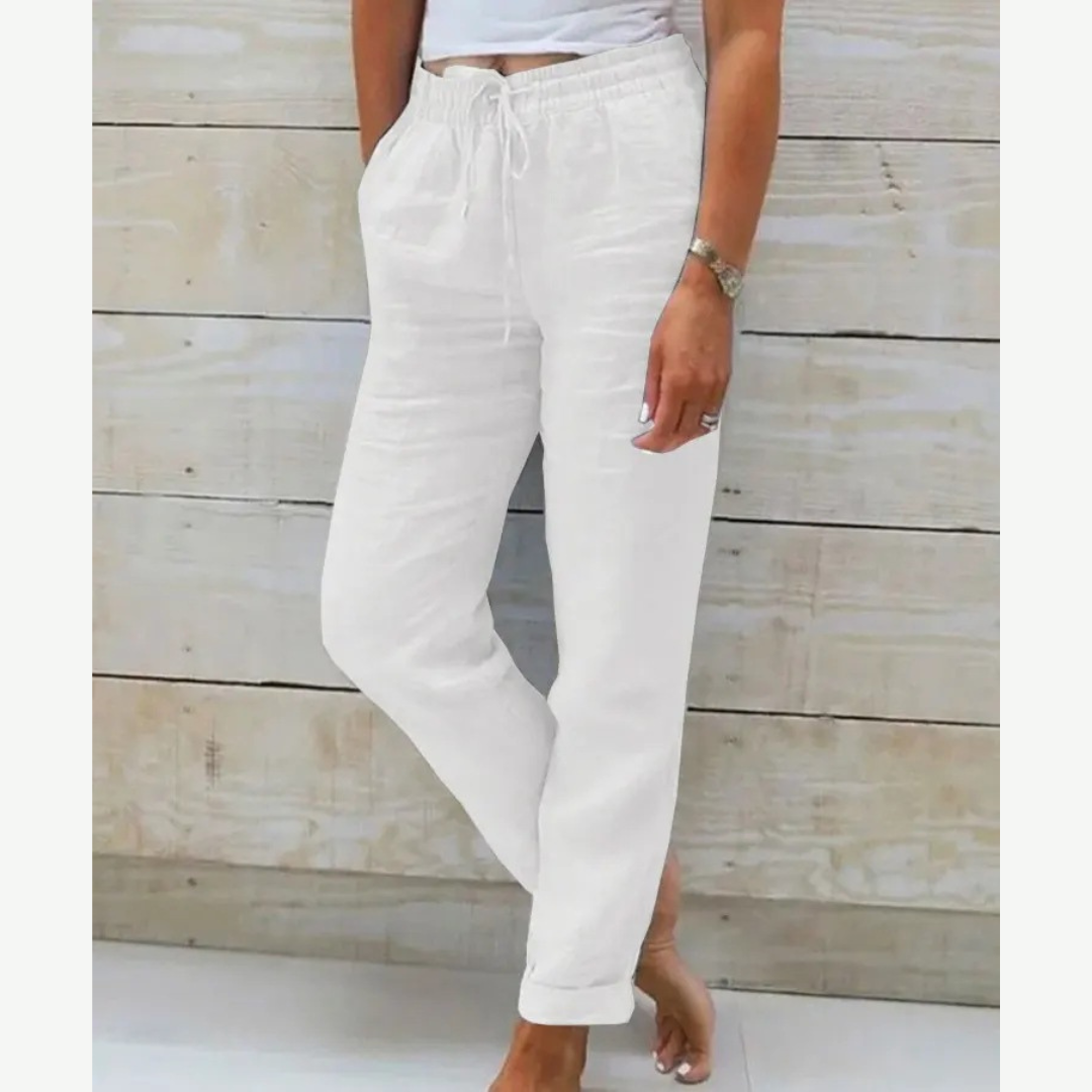 Eleonor™ | Pantaloni Elasticizzati in Lino Traspirante di Alta Qualità