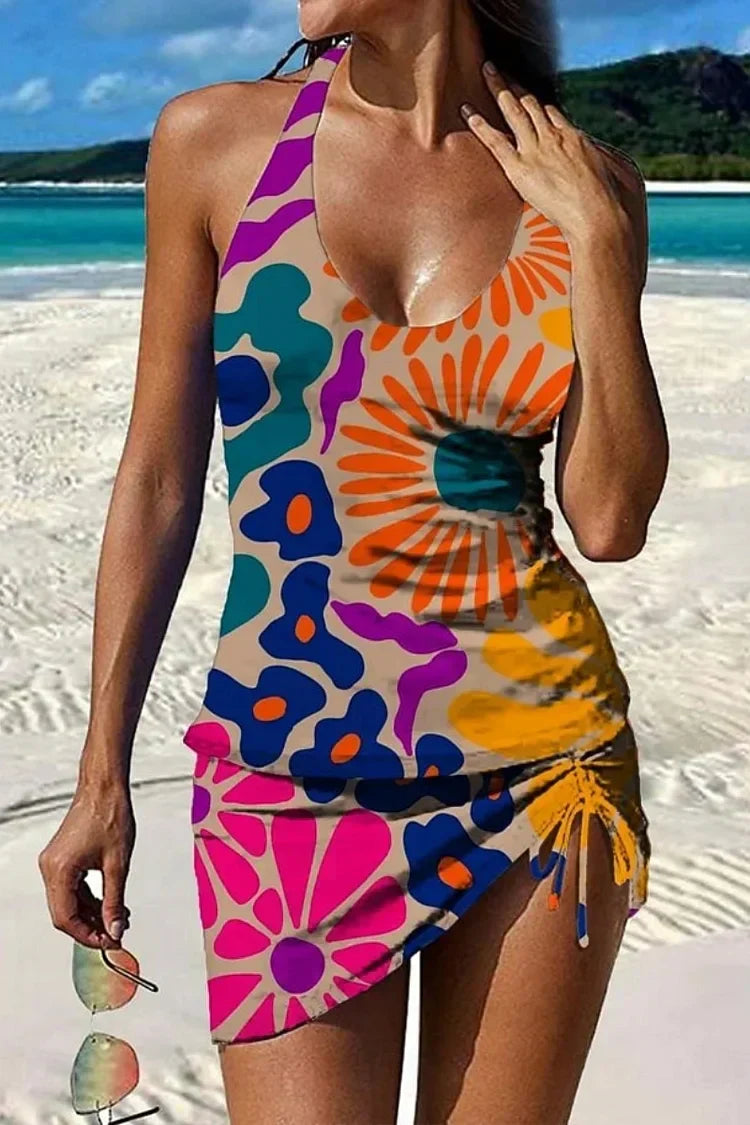 Fiesta – Tankini floreale grafico con pantaloni, effetto ventre piatto