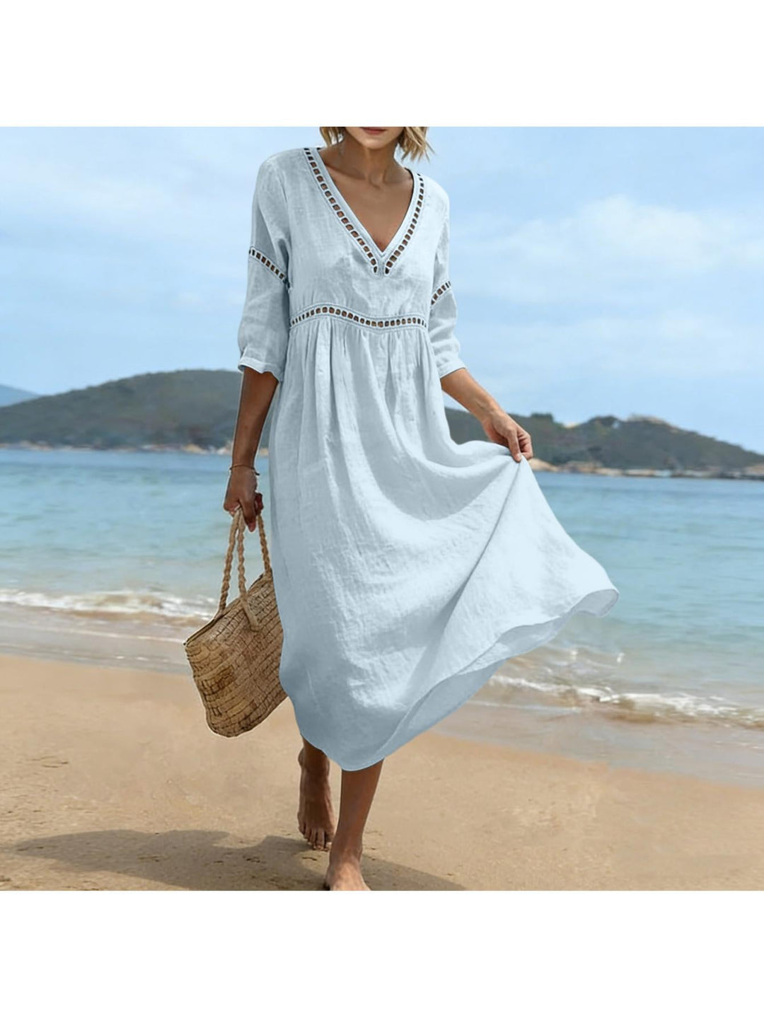 Addison | Semi Linen V-neck dress