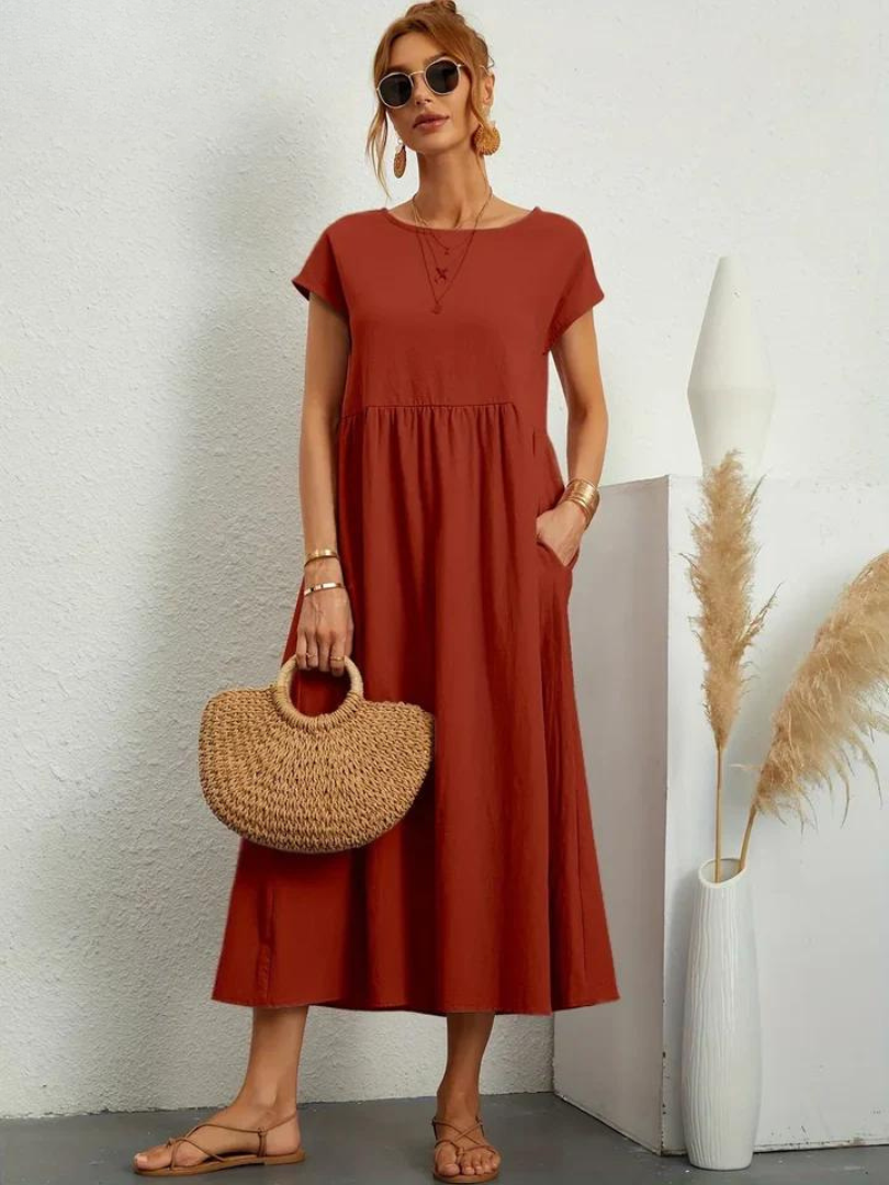 Ruby™ | Vestito elegante in cotone e lino per un look essenziale e raffinato