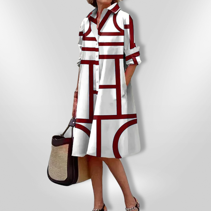 Helena™ | Abito Midi con Motivo Geometrico
