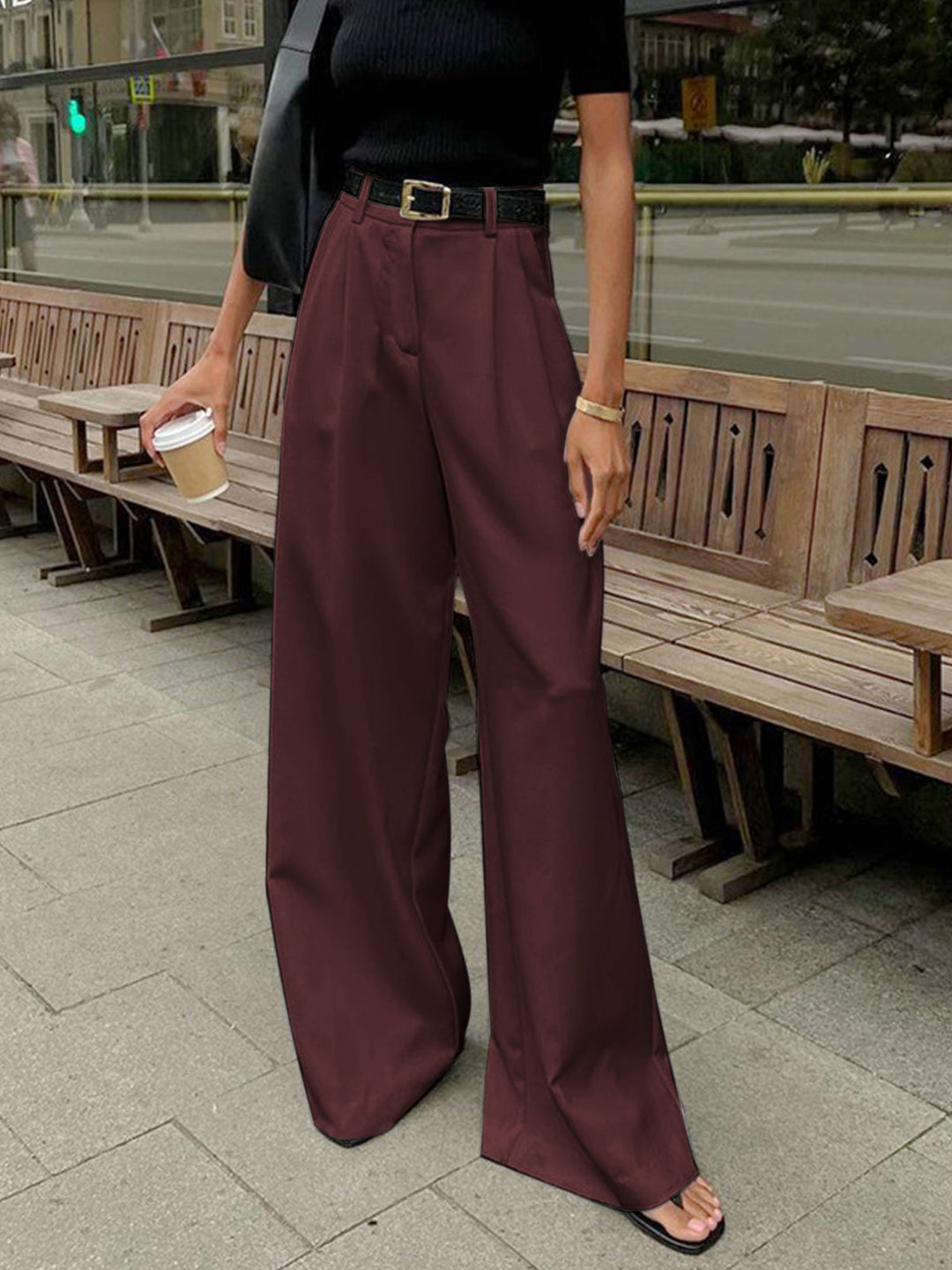 Marlene – Pantaloni in Tessuto Largo Senza Cintura