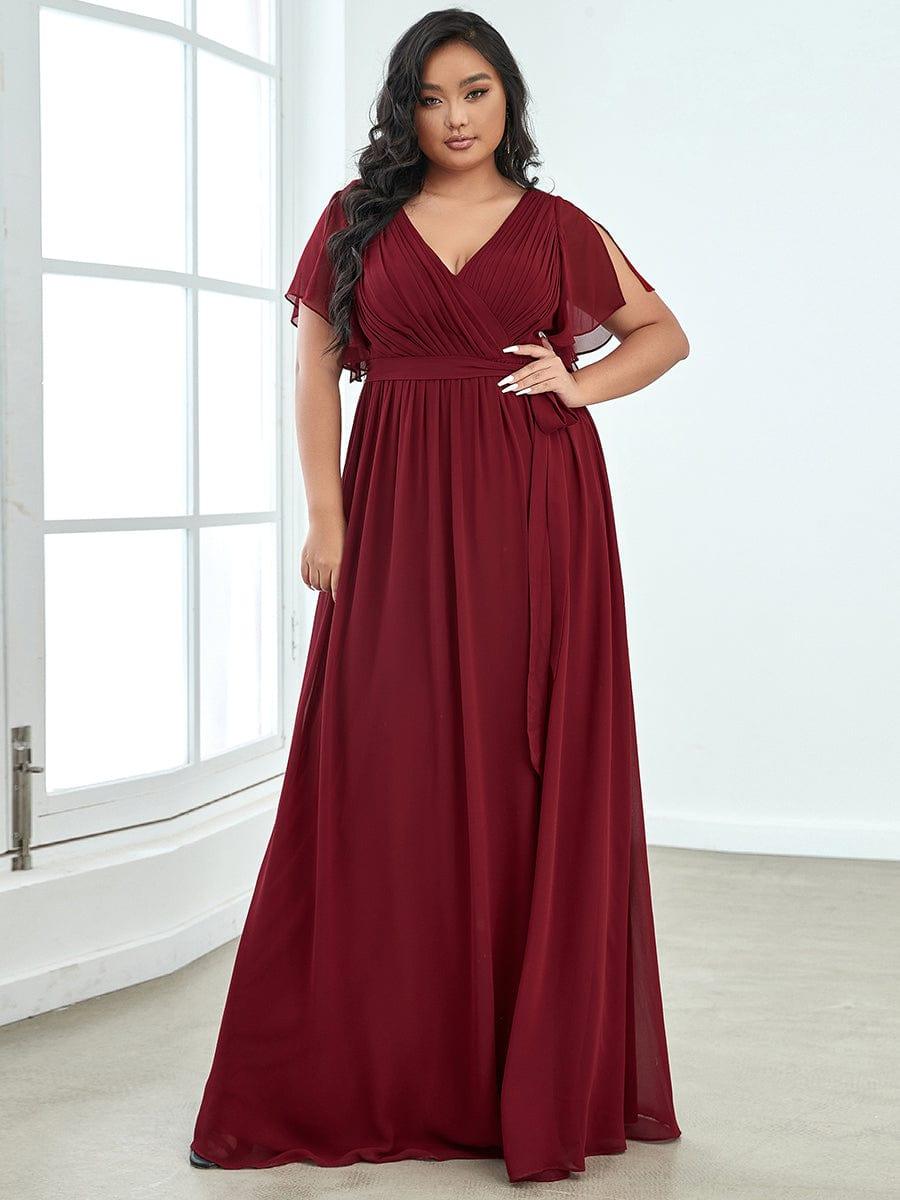 ever LEORA|Abito da damigella in chiffon con scollatura a V e maniche flottanti