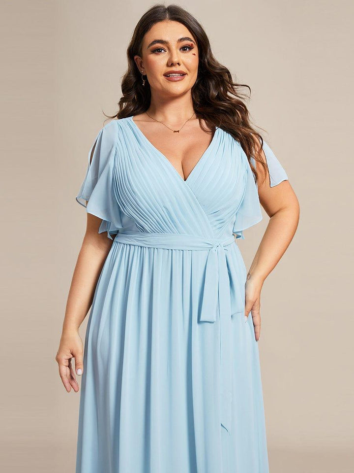 ever LEORA|Abito da damigella in chiffon con scollatura a V e maniche flottanti
