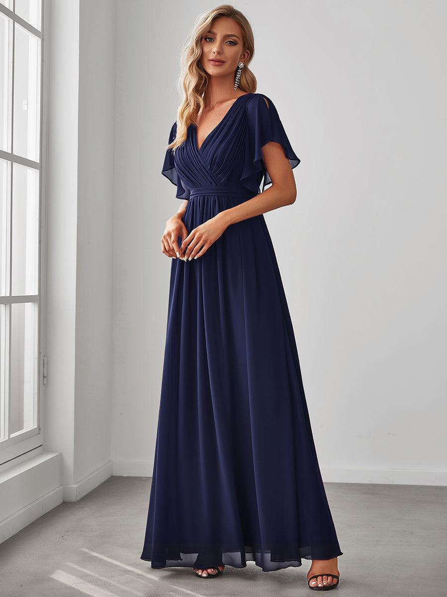 ever LEORA|Abito da damigella in chiffon con scollatura a V e maniche flottanti