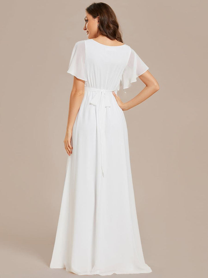 ever LEORA|Abito da damigella in chiffon con scollatura a V e maniche flottanti