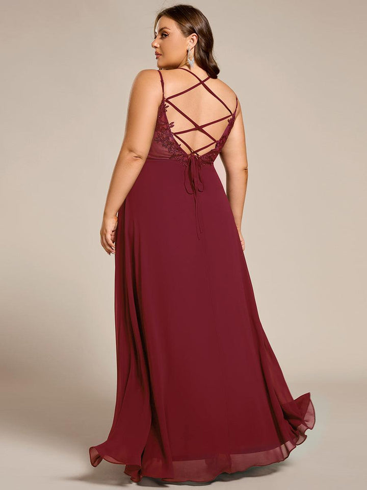 ever RUBY|Abito da damigella in mousseline e pizzo con schiena nuda e spalline sottili