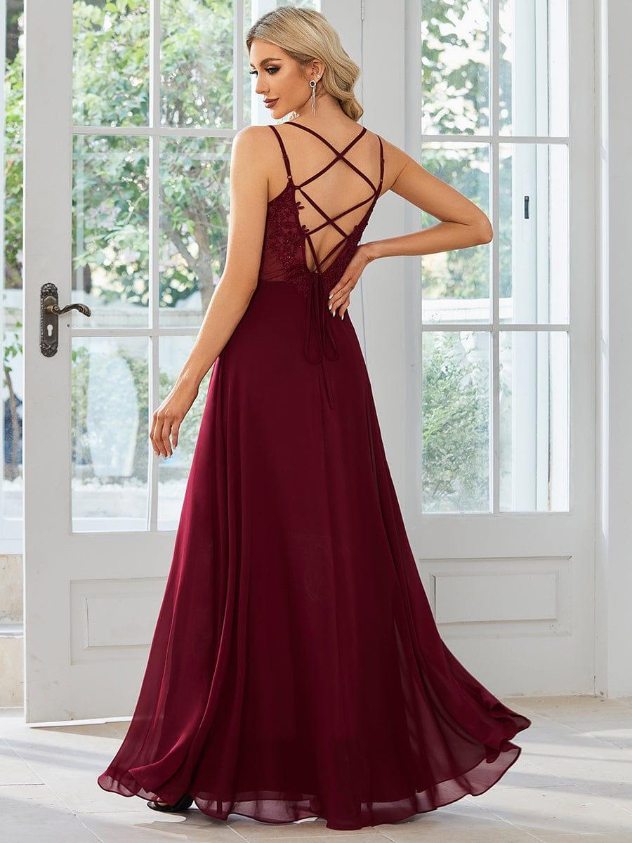ever RUBY|Abito da damigella in mousseline e pizzo con schiena nuda e spalline sottili