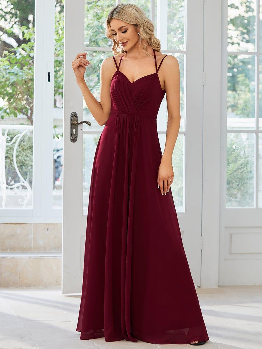 ever RUBY|Abito da damigella in mousseline e pizzo con schiena nuda e spalline sottili