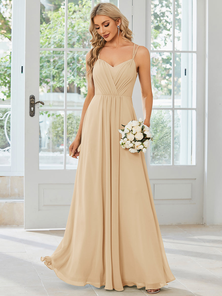 ever RUBY|Abito da damigella in mousseline e pizzo con schiena nuda e spalline sottili