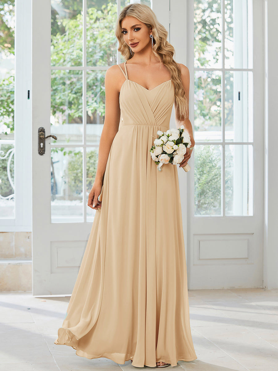 ever RUBY|Abito da damigella in mousseline e pizzo con schiena nuda e spalline sottili
