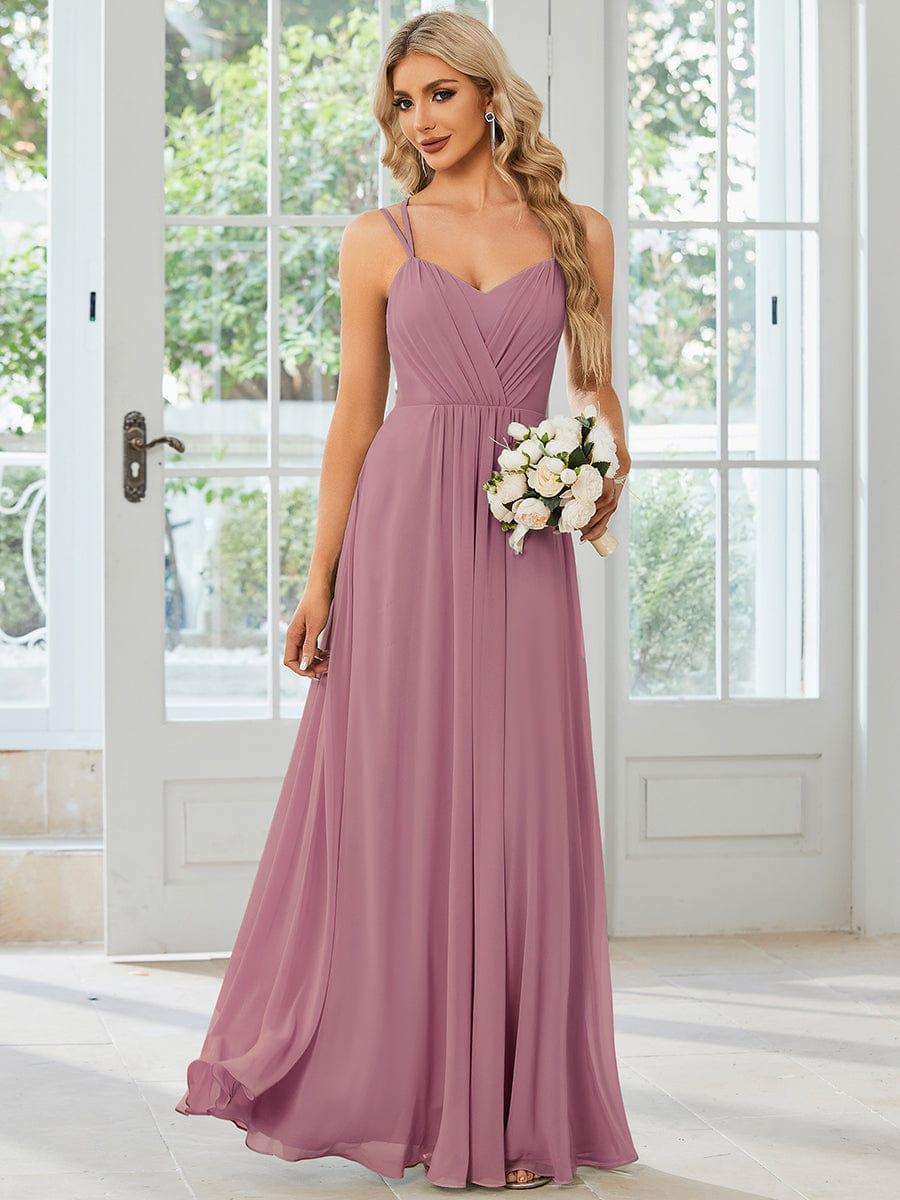 ever RUBY|Abito da damigella in mousseline e pizzo con schiena nuda e spalline sottili