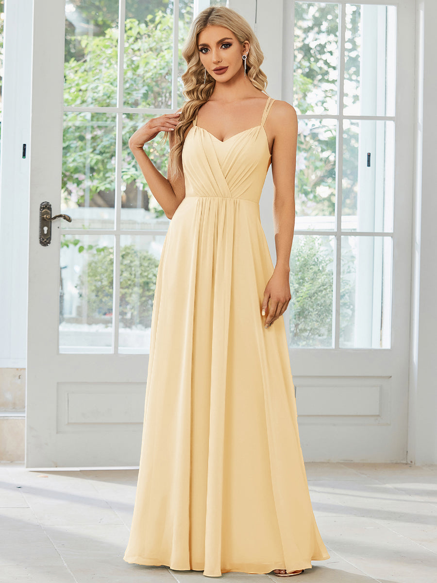 ever RUBY|Abito da damigella in mousseline e pizzo con schiena nuda e spalline sottili