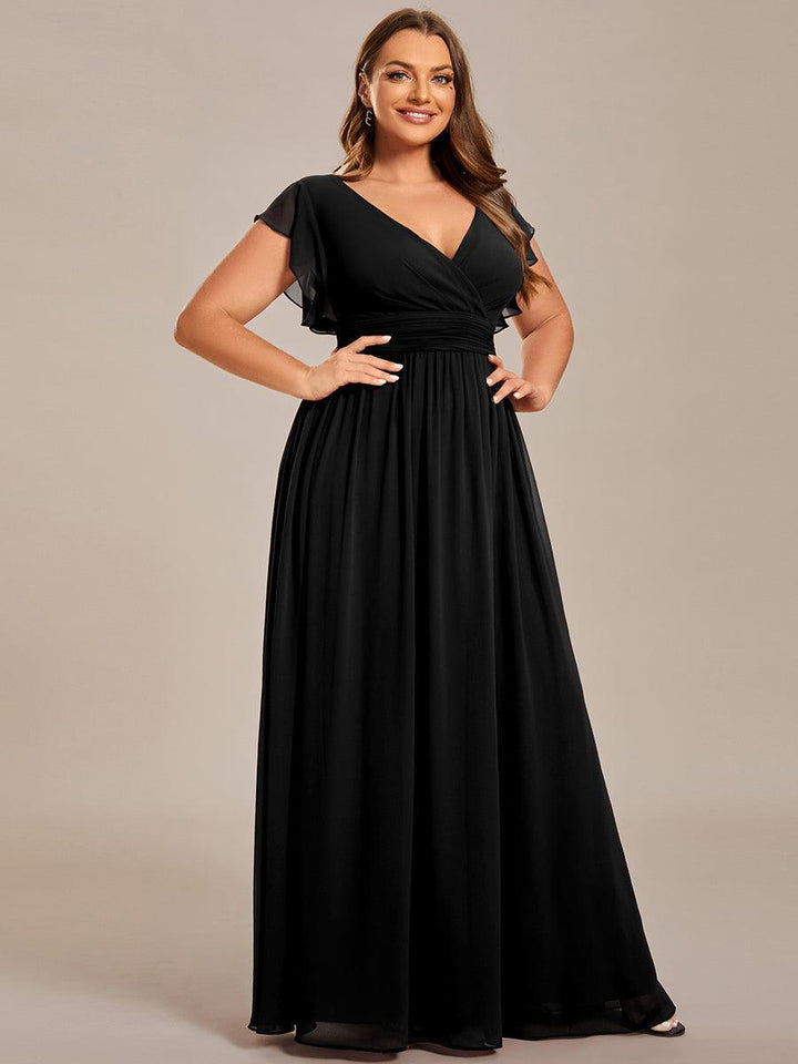 ever LILYANA|Abito da damigella in chiffon con maniche plissettate e scollatura sul retro