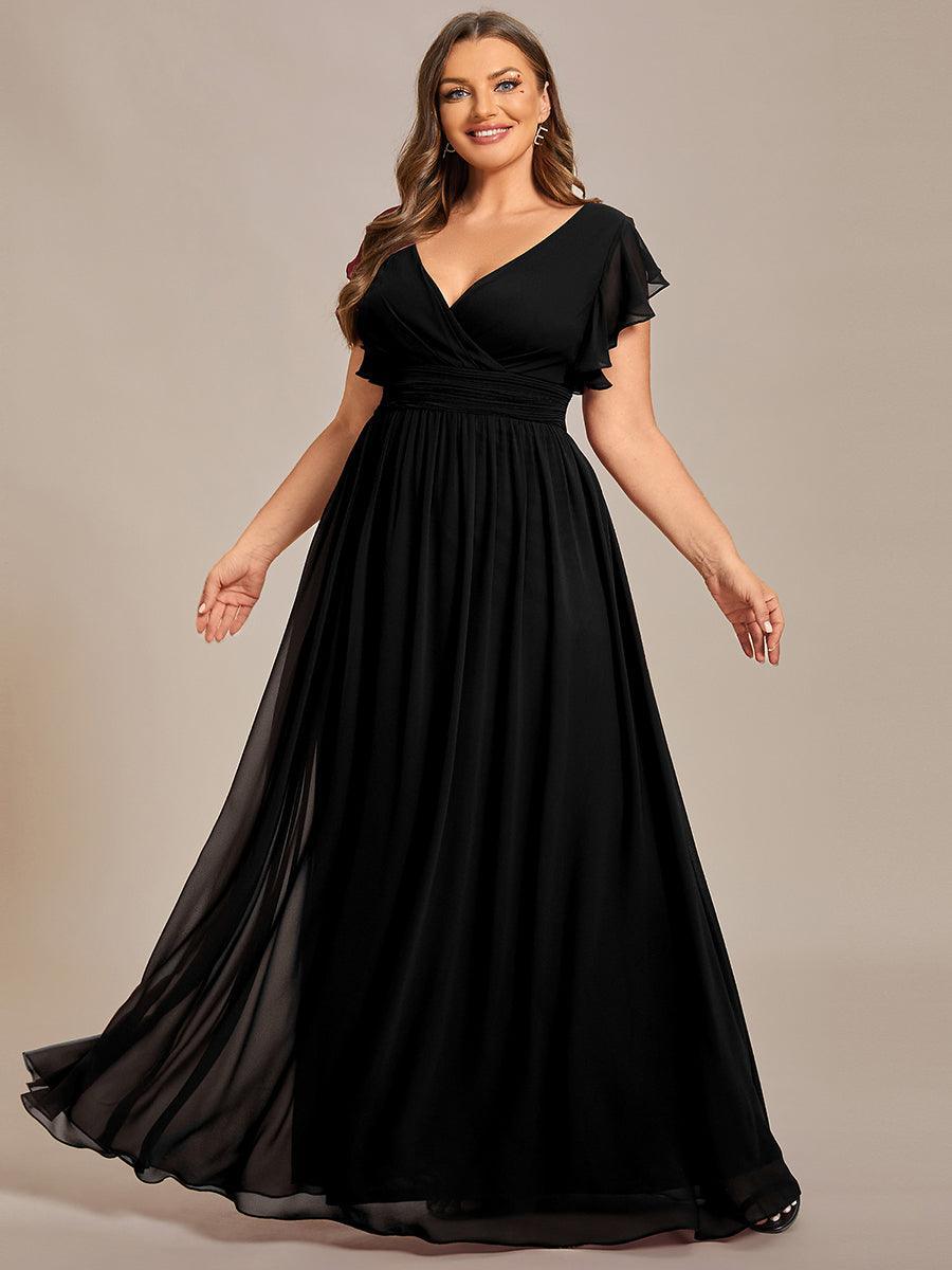 ever LILYANA|Abito da damigella in chiffon con maniche plissettate e scollatura sul retro