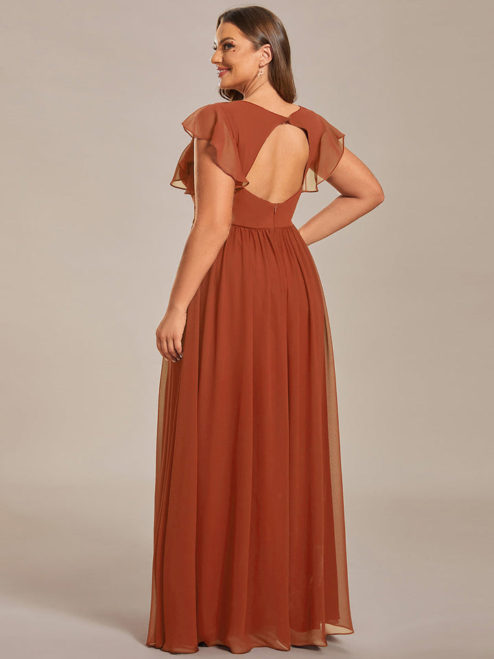 ever LILYANA|Abito da damigella in chiffon con maniche plissettate e scollatura sul retro