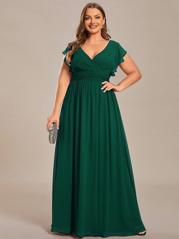 ever LILYANA|Abito da damigella in chiffon con maniche plissettate e scollatura sul retro