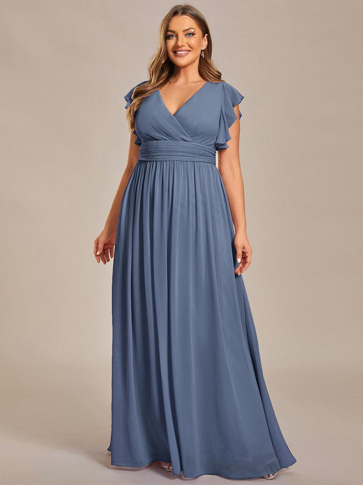 ever LILYANA|Abito da damigella in chiffon con maniche plissettate e scollatura sul retro