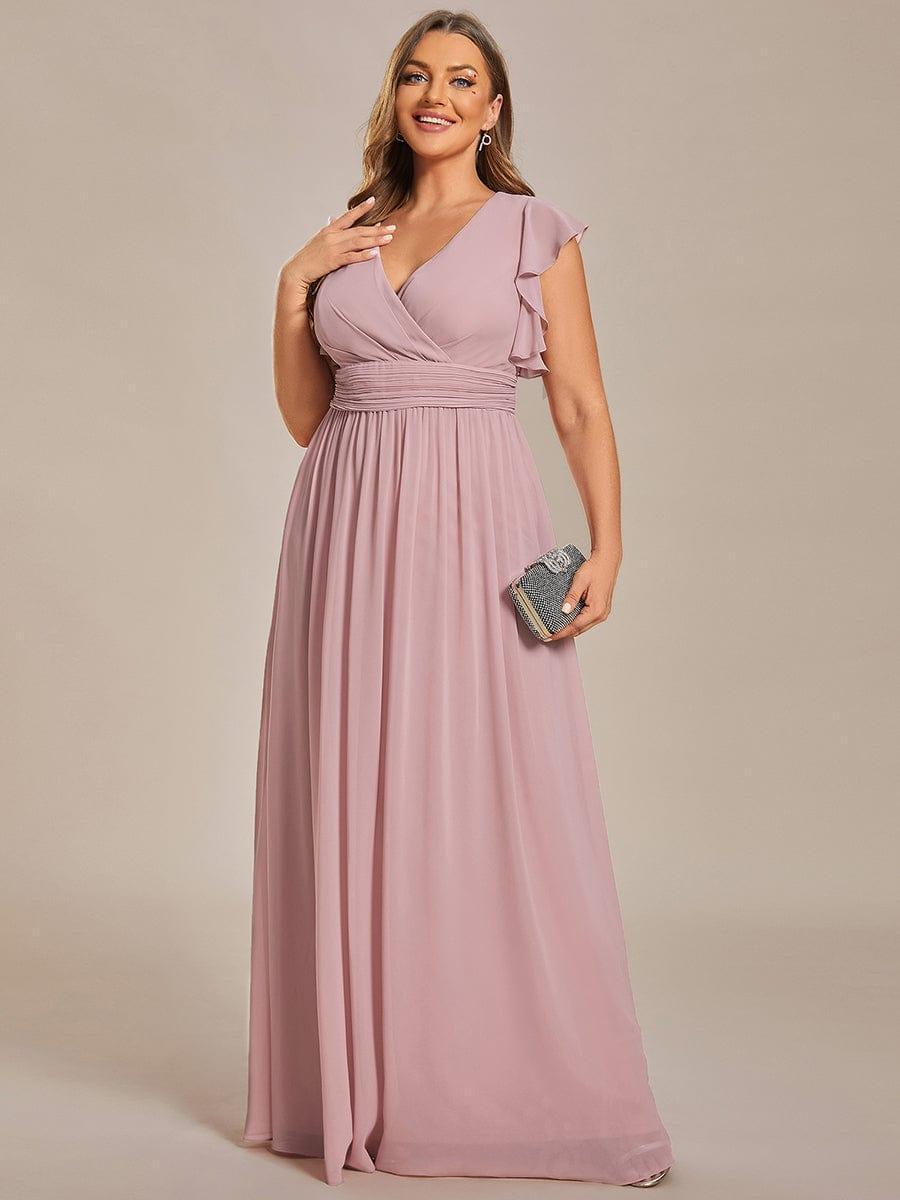 ever LILYANA|Abito da damigella in chiffon con maniche plissettate e scollatura sul retro