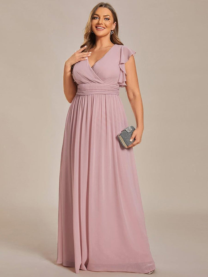 ever LILYANA|Abito da damigella in chiffon con maniche plissettate e scollatura sul retro