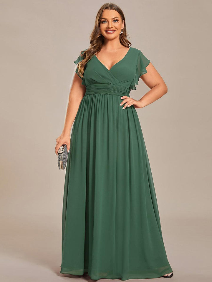 ever LILYANA|Abito da damigella in chiffon con maniche plissettate e scollatura sul retro