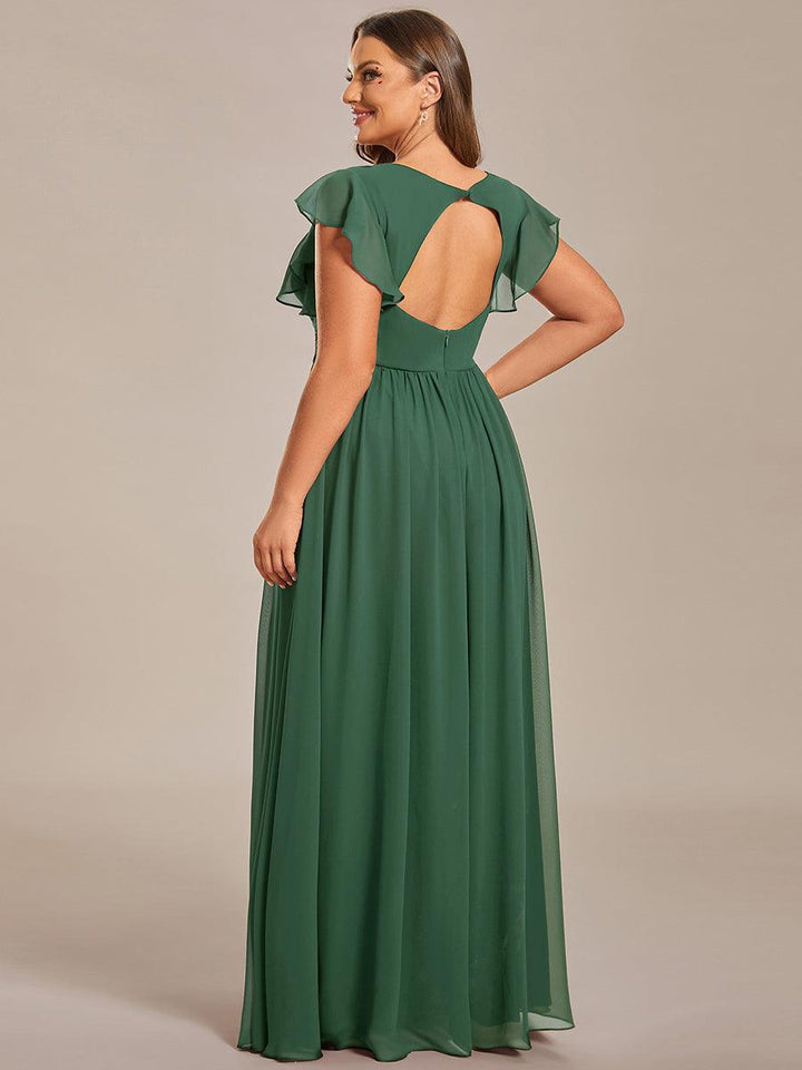 ever LILYANA|Abito da damigella in chiffon con maniche plissettate e scollatura sul retro