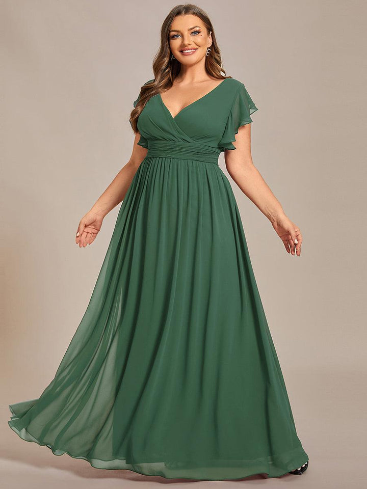 ever LILYANA|Abito da damigella in chiffon con maniche plissettate e scollatura sul retro